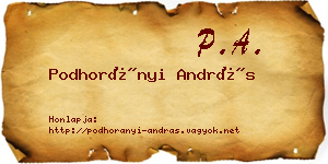 Podhorányi András névjegykártya
