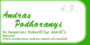 andras podhoranyi business card